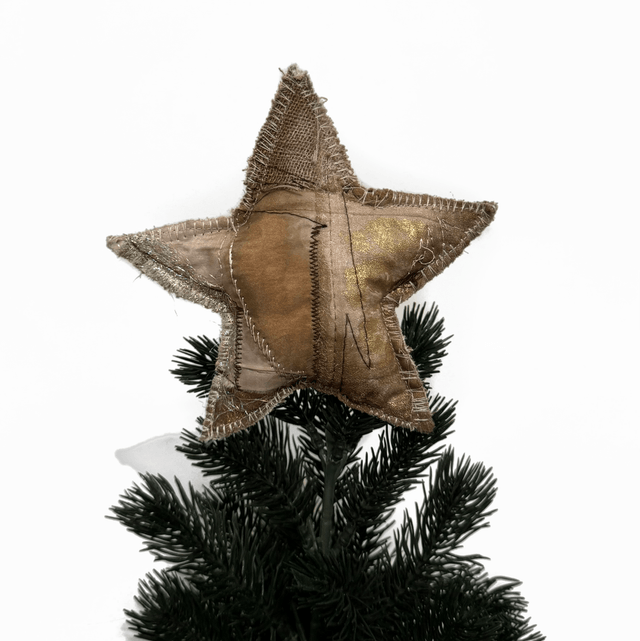 Gold Sparkle Patchwork Tree Topper Star