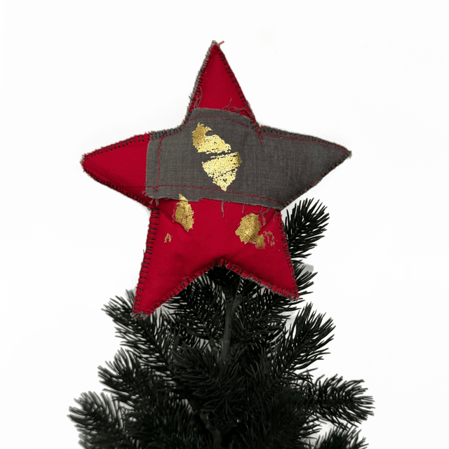 Red, Green and Gold Patchwork Tree Topper Star