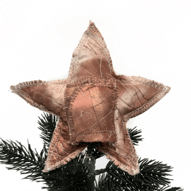 Rose Gold Sparkle Patchwork Tree Topper Star