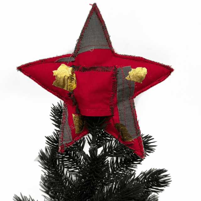 Red, Green and Gold Patchwork Tree Topper Star