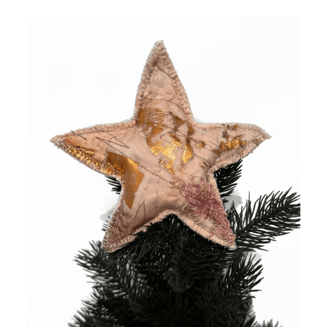 Rose Gold Sparkle Patchwork Tree Topper Star